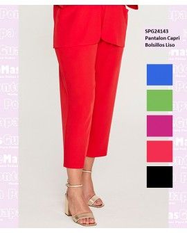 Pantalon Capri Bolsillos Liso