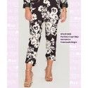 Pantalon Capri Bajo Asimetrico Estampado Negro