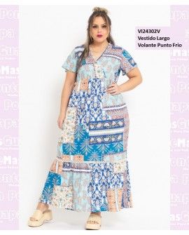 Vestido Largo Volante Punto Frio
