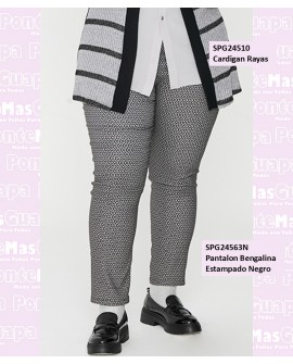 Pantalon Bengalina Estampado Negro