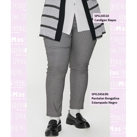 Pantalon Bengalina Estampado Negro