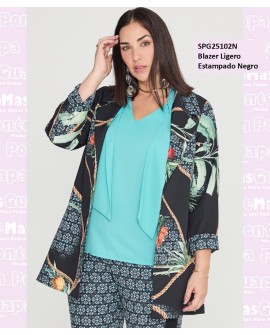 Blazer Ligero Estampado Negro