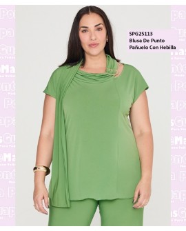 Blusa De Punto Panuelo Con Hebilla