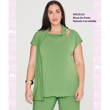 Blusa De Punto Panuelo Con Hebilla