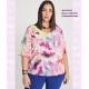 Blusa Cuello Pico Estampada Fresa