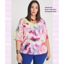 Blusa Cuello Pico Estampada Fresa