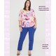 Blusa Cuello Pico Estampada Fresa