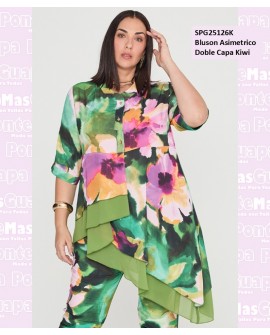 Bluson Asimetrico Doble Capa Kiwi