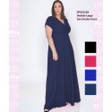 Vestido Largo Liso Escote Cruce