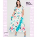 Vestido Largo Espalda Fantasia Turquesa