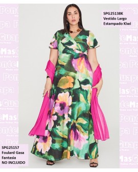 Vestido Largo Estampado Kiwi