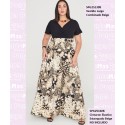 Vestido Largo Combinado Beige