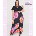 Vestido Largo Combinado Negro