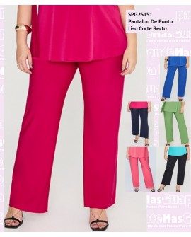 Pantalon De Punto Liso Corte Recto