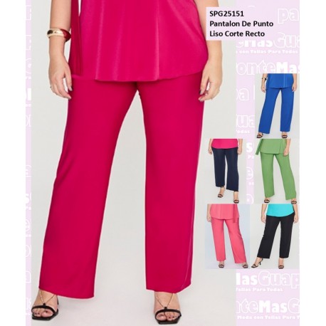 Pantalon De Punto Liso Corte Recto