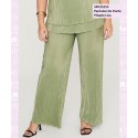Pantalon De Punto Plisado Liso Kaki