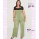 Pantalon De Punto Plisado Liso Kaki