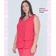 Conjunto Chaqueta Capa Gasa y Blusa Sin Mangas