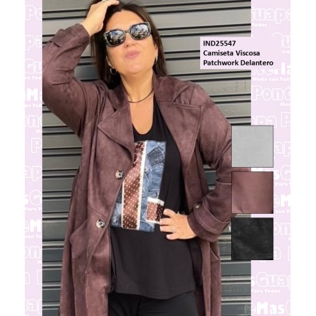 Camiseta Viscosa Patchwork Delantero