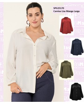 Camisa Lisa Manga Larga