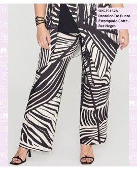 Pantalon De Punto Estampado Corte Rec Negro