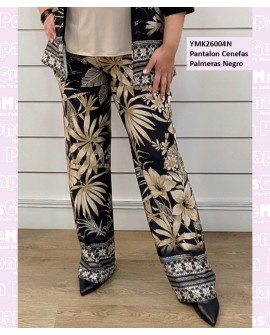 Pantalon Cenefas Palmeras Negro