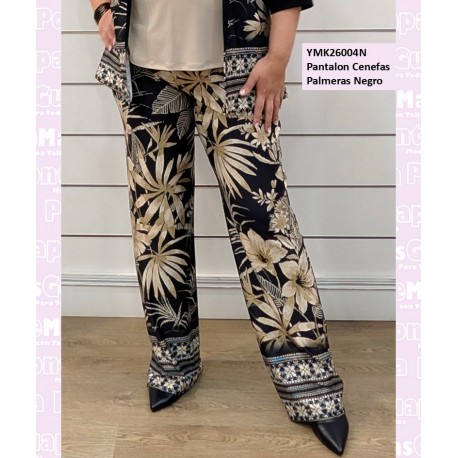Pantalon Cenefas Palmeras Negro