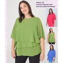 Conjunto Chaqueta Capa Gasa y Blusa Sin Mangas