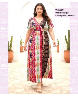 Vestido Largo Estampado Cenefas