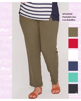 Pantalon Liso Con Bolsillos
