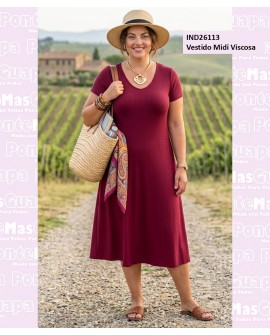 Vestido Midi Viscosa Magenta
