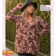 Chaqueta Larga Punto Flores Camel