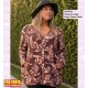 Chaqueta Larga Punto Flores Camel