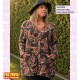 Chaqueta Larga Punto Flores Marron