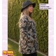 Chaqueta Larga Punto Flores Negro