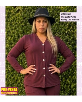 Chaqueta Punto Jockey Lisa Marron