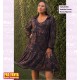 Vestido Punto Flores Marron