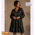 Vestido Punto Flores Petroleo