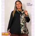 Camiseta Hojas y Cuello Negro