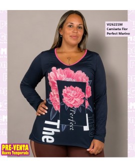 Camiseta Flor Perfect Marino