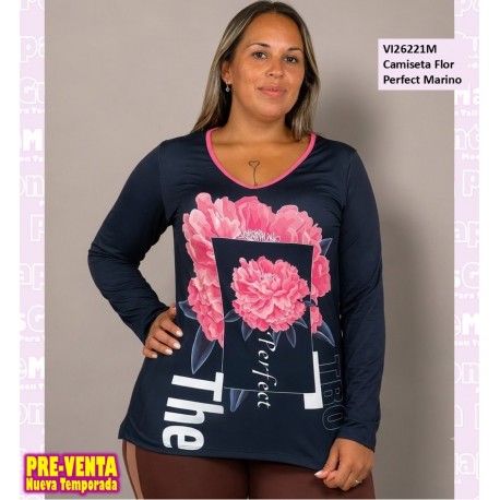 Camiseta Flor Perfect Marino