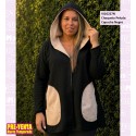 Chaqueta Peluda Capucha Negro