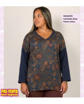 Camiseta Gasa Flores Unico