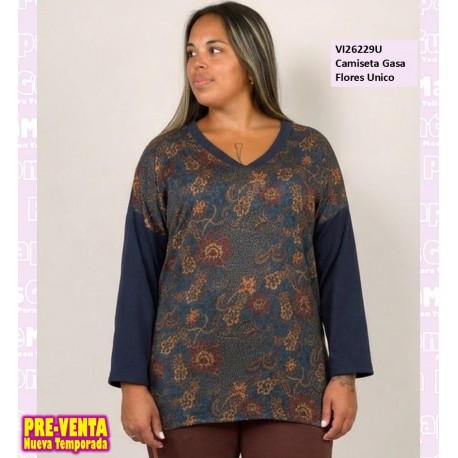 Camiseta Gasa Flores Unico