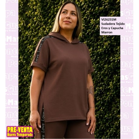 Sudadera Tejido Eros y Capucha Marron