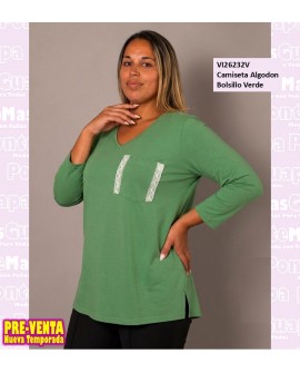 Camiseta Algodon Bolsillo Verde