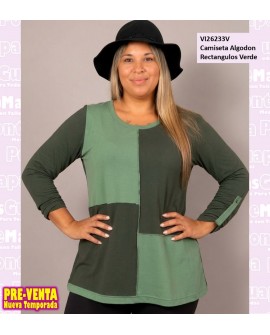 Camiseta Algodon Rectangulos Verde