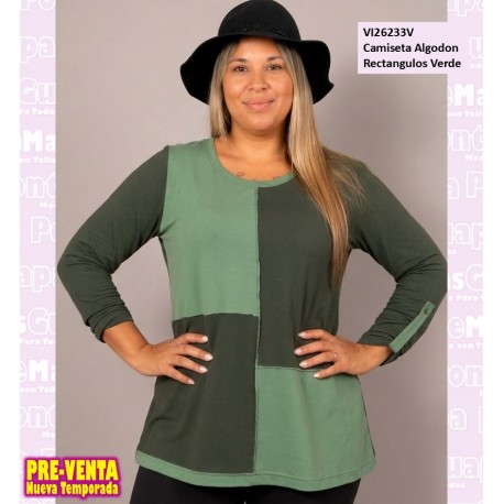 Camiseta Algodon Rectangulos Verde
