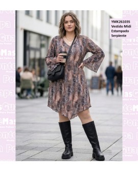 Vestido Midi Estampado Serpiente