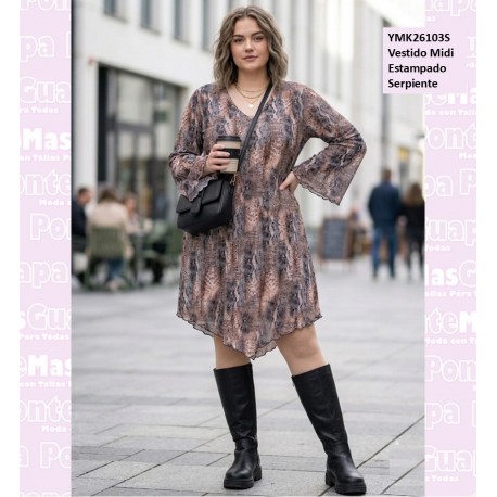 Vestido Midi Estampado Serpiente